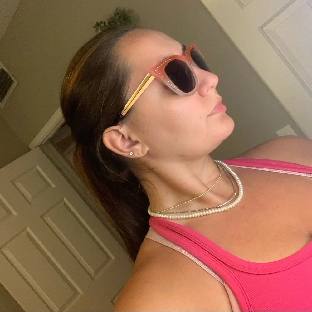 Quay Pink Ombre Cat-Eye Studded Sunglasses